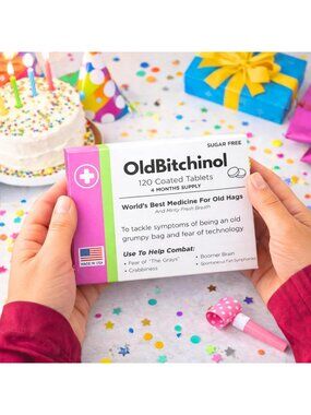 Old Bitchinol Funny Birthday Gag Gift – Novelty Mint Box, 120 Sugar-Free Mints